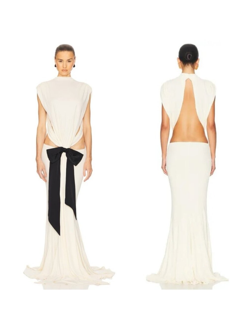 HELSA Constantina Jersey Maxi Dress Cream Black NEW with tags - Picture 10 of 11
